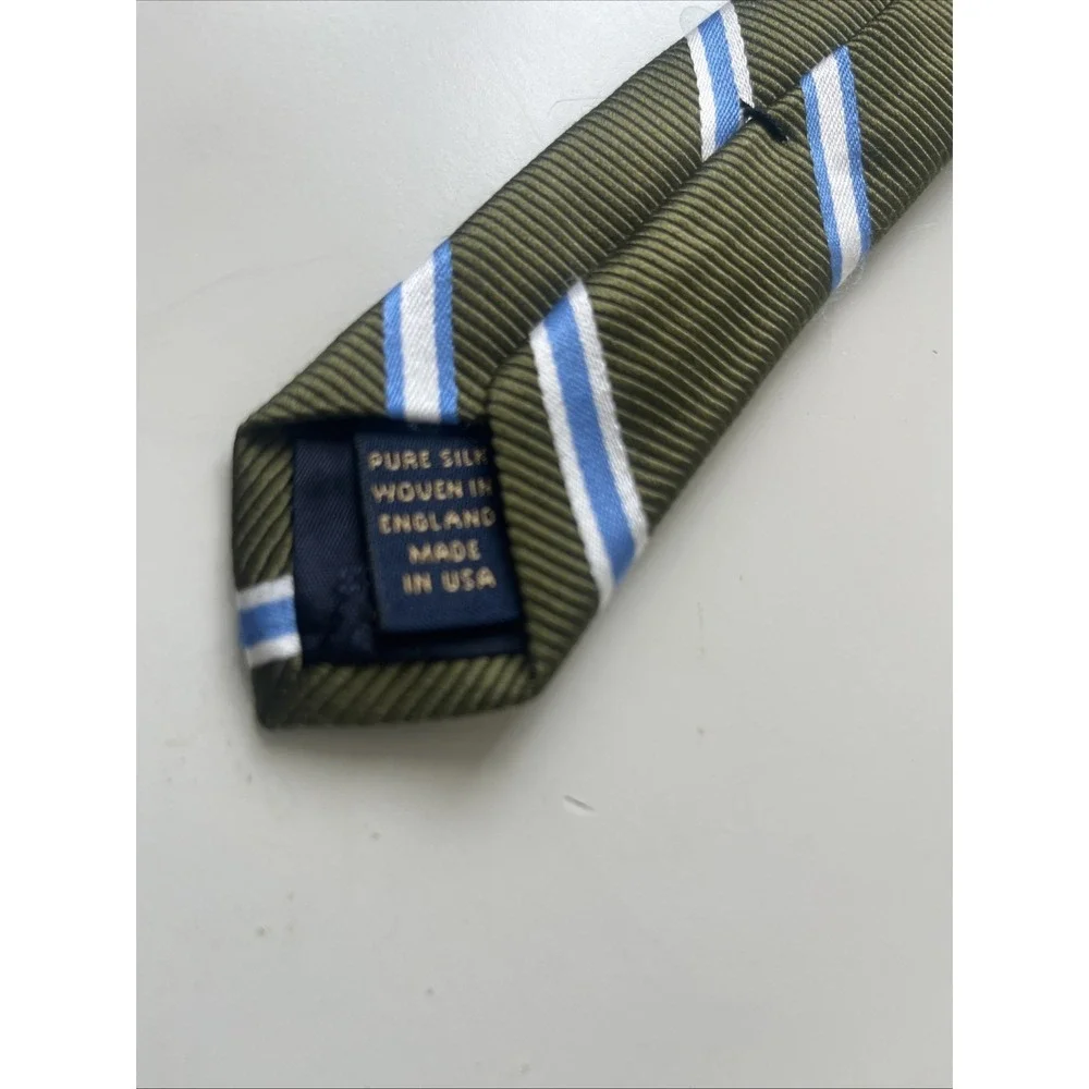 Brooks Brothers Silk‎ USA Made Woven Italy Neck Tie Green White Blue 59